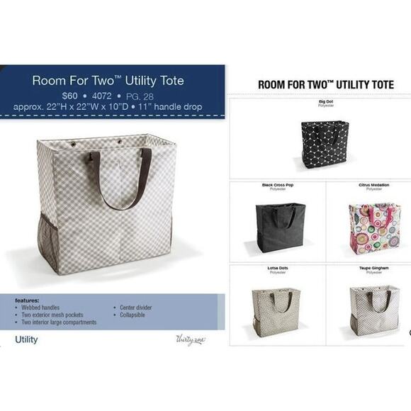 Thirty-One Room For Two Utility Tote Gray Dots Lots Dots and Zipper Pouch - Picture 4 of 7